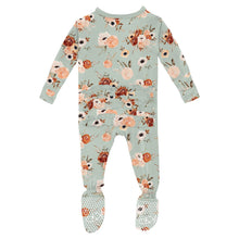 Load image into Gallery viewer, Kickee Pants - Print Layette Ruffle Footie with 2 Way Zipper -  Aloe Fall Floral