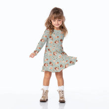 Load image into Gallery viewer, Kickee Pants - Print Long Sleeve Twirl Dress with Pockets - Aloe Fall Floral