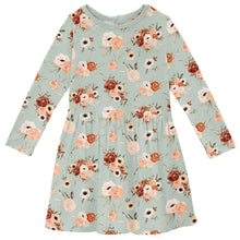 Load image into Gallery viewer, Kickee Pants - Print Long Sleeve Twirl Dress with Pockets - Aloe Fall Floral