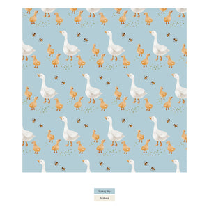 Print Footie With 2 Way Zipper - Spring Sky Feeding Ducks