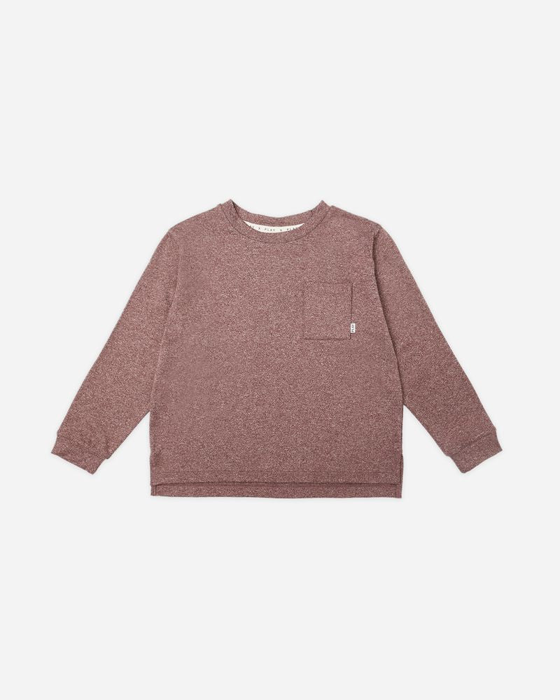 Rylee + Cru - Long Sleeve Pocket Tee - Burgundy
