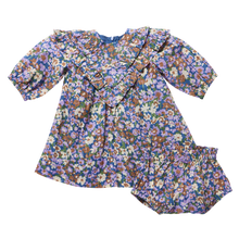 Load image into Gallery viewer, Pink Chicken - Baby Girls Everly Dress Set - True Blue Sketched Floral
