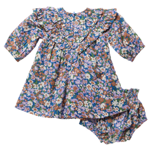 Load image into Gallery viewer, Pink Chicken - Baby Girls Everly Dress Set - True Blue Sketched Floral