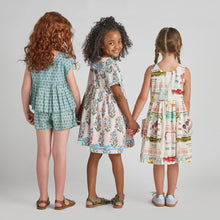 Load image into Gallery viewer, Pink Chicken - Girls Elowen Dress -  Pink Dewdrop Block Print