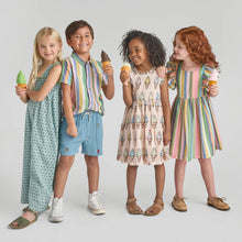 Load image into Gallery viewer, Pink Chicken - Girls Elsie Dress - parade stripe