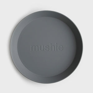 Mushie - Round Dinnerware Plates, Set of 2 - Smoke