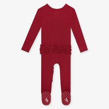 Load image into Gallery viewer, Posh Peanut - Solid Ribbed Ruffled Zippered One Piece - Dark Red