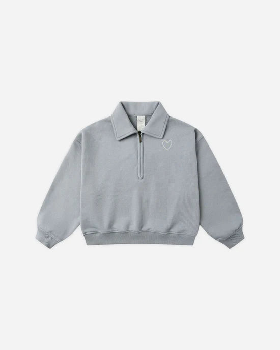 Quarter Zip Sweatshirt - Dusty Blue