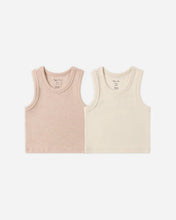 Load image into Gallery viewer, RYLEE + CRU - RIBBED TANK SET - SHELL, HEATHERED BLUSH