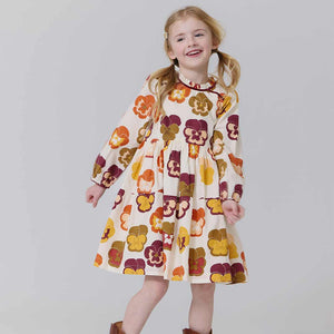 Pink Chicken - Girls Charlie Dress - Autumn Pansies