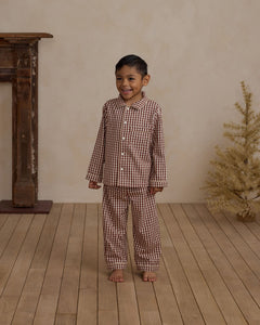 Rylee + Cru - Long Sleeve Pajamas - Brick Gingham