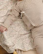 Load image into Gallery viewer, Quincy Mae - Wrap Top + Footed Pant Set - Almond Stripe