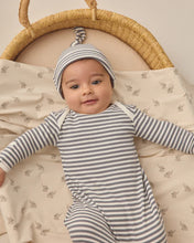 Load image into Gallery viewer, Quincy Mae - Knotted Baby Gown + Hat Set - Ocean Stripe - OS