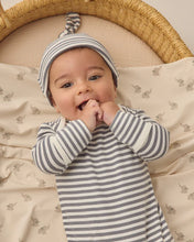 Load image into Gallery viewer, Quincy Mae - Knotted Baby Gown + Hat Set - Ocean Stripe - OS
