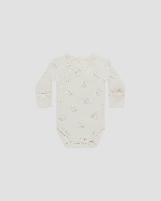 Quincy Mae - Side Snap Bodysuit - Swans