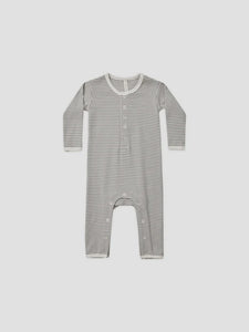 Quincy Mae - Organic Ribbed Baby Jumpsuit - Lagoon Stripe