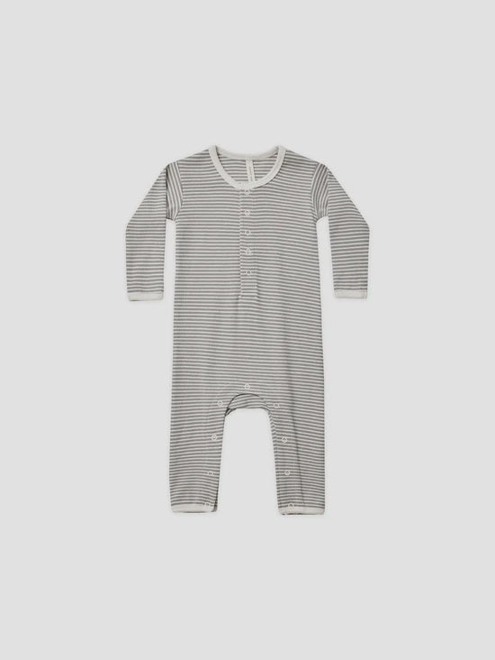 Quincy Mae - Organic Ribbed Baby Jumpsuit - Lagoon Stripe