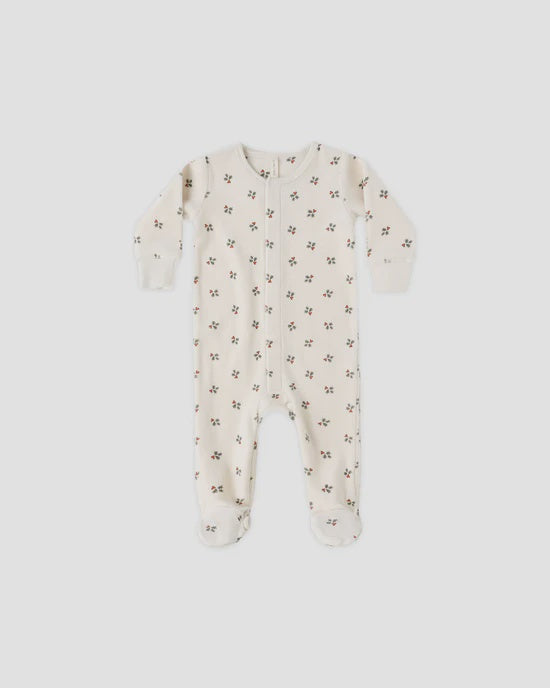 Quincy Mae - Hidden Snap Footie - Holly Berry