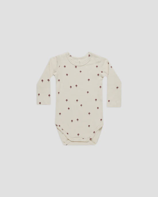 Quincy Mae - Ribbed Long Sleeve Bodysuit - Mushrooms