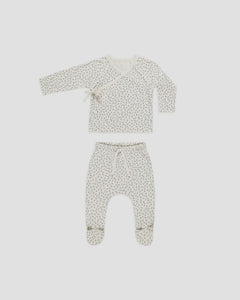 Quincy Mae - Wrap Top + Footed Pant Set - Scatter