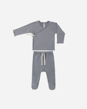 Load image into Gallery viewer, Quincy Mae - Wrap Top + Footed Pant Set - Slate