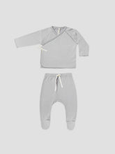 Load image into Gallery viewer, Quincy Mae - Organic Wrap Top + Footed Pant Set - Cloud