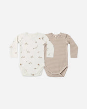 Load image into Gallery viewer, Quincy Mae - Jersey Bodysuit 2 Pack - Bunnies, Almond Stripe