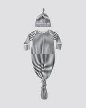 Load image into Gallery viewer, Quincy Mae - Knotted Baby Gown + Hat Set - Ocean Stripe - OS