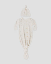 Load image into Gallery viewer, Quincy Mae - Knotted Baby Gown + Hat Set - Dinos - OS