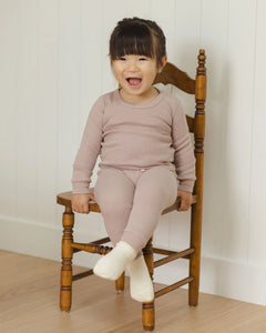 Quincy Mae - Waffle Top + Pant Set -  Mauve