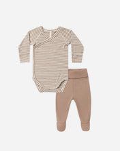 Load image into Gallery viewer, Quincy Mae - Side Snap Bodysuit + Pant Set - Almond Stripe