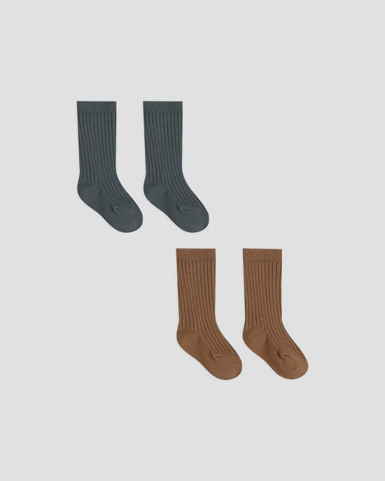 Quincy Mae - Socks Set - Indigo, Cinnamon