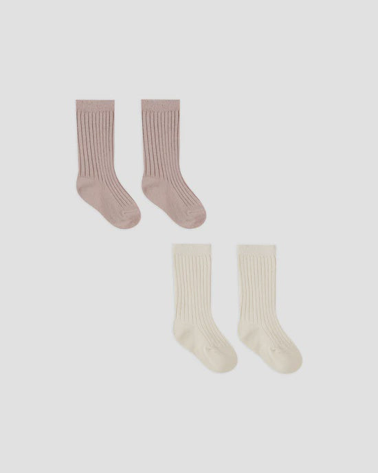 Quincy Mae - Socks Set - Natural, Mauve