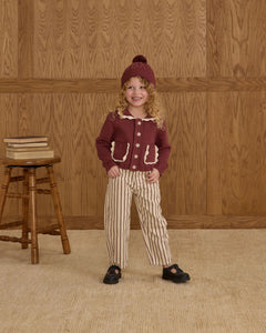 Rylee + Cru - Relaxed Cargo Pant - Burgundy Pinstripe