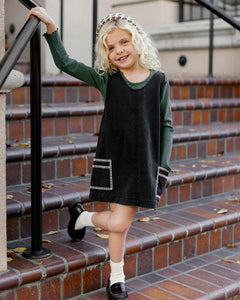 Rylee + Cru - V- Neck Overall Dress - Washed Black