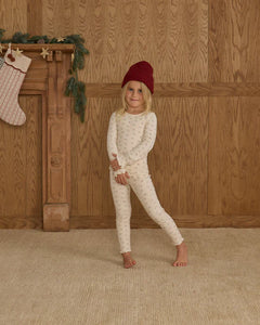Rylee + Cru - Ribbed Long Sleeve Top - Natural Ditsy