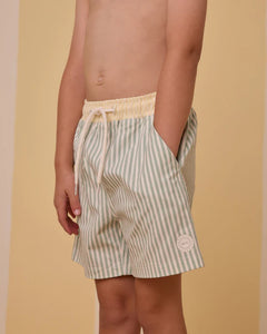 Rylee + Cru - Boardshort - Sage Stripe