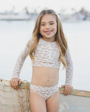 Load image into Gallery viewer, RYLEE + CRU - CROP RASHGUARD SET -  YELLOW FLORAL