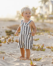 Load image into Gallery viewer, Rylee + Cru - Denim Shortall - Navy Stripe