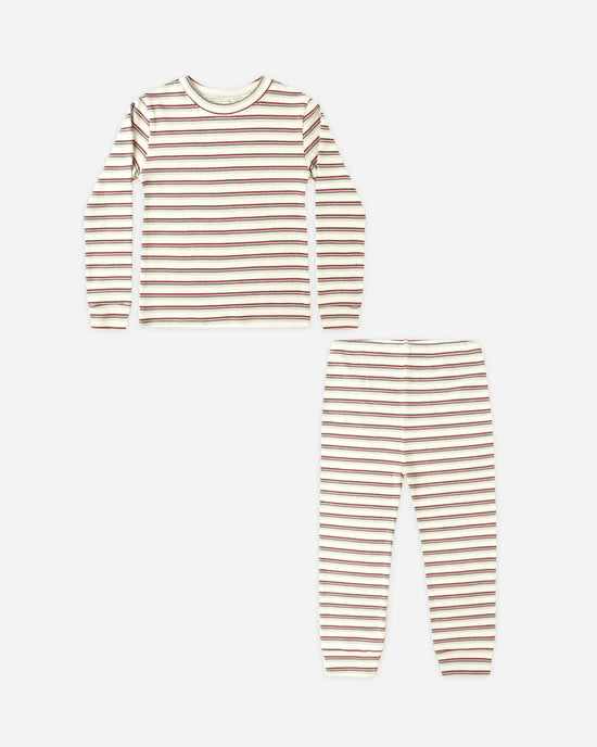 Rylee + Cru - Organic Long Sleeve Pajama Set - Holiday Stripe
