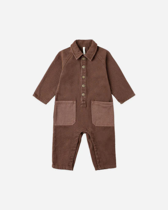Rylee + Cru - Collared Baby Jumpsuit - Brown
