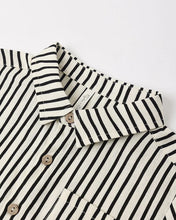 Load image into Gallery viewer, RYLEE + CRU - COLLARED SHORT SLEEVE SHIRT - WAVY STRIPE