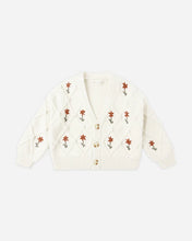 Load image into Gallery viewer, Rylee + Cru - Boxy Crop Cardigan - Winter Daisy Embroidery