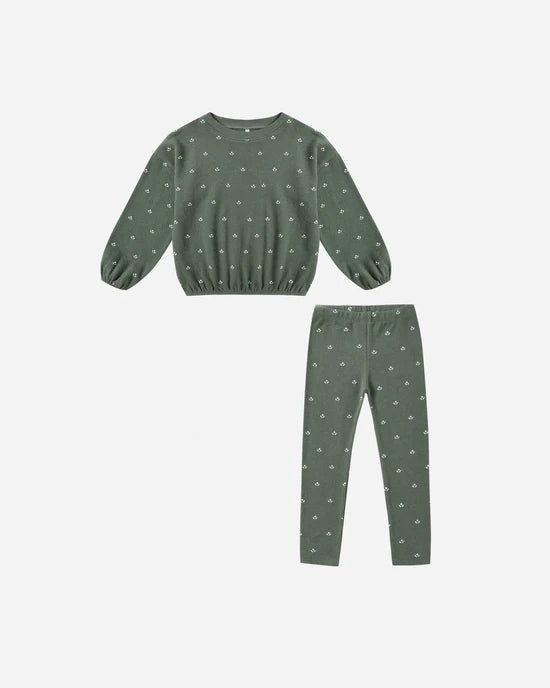 Rylee + Cru - Spongey Knit Set - Evergreen Ditsy