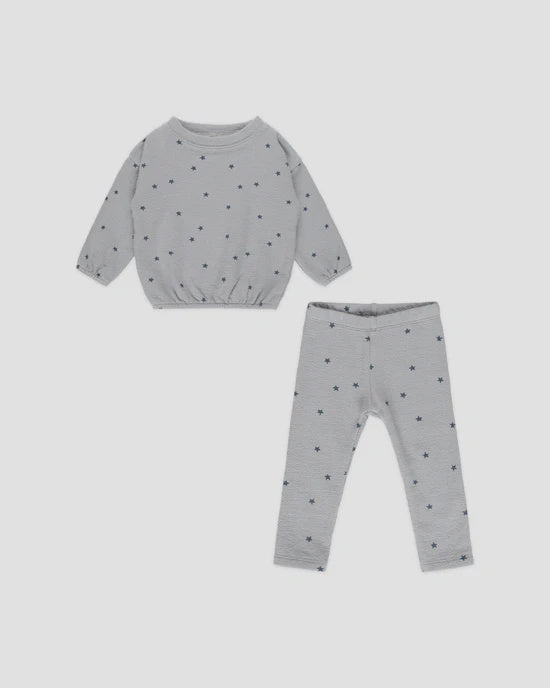 Rylee + Cru - Spongey Knit Set - Blue Stars