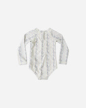 Load image into Gallery viewer, RYLEE + CRU - DELPHINE RASHGUARD ONE-PIECE BLUE FLORAL