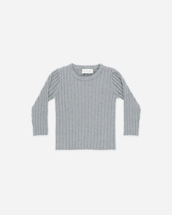 Rylee + Cru - Long Sleeve Knit Top - Dusty Blue