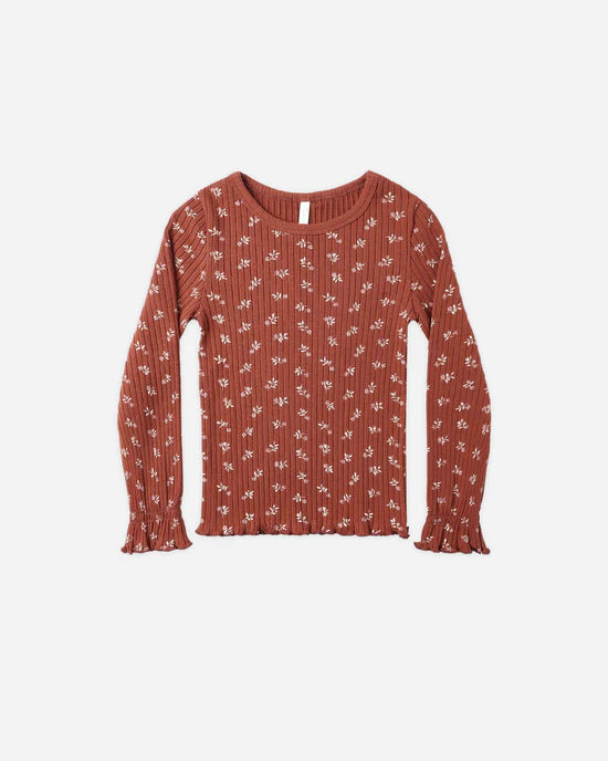 Rylee + Cru - Ribbed Long Sleeve Top - Ruby Ditsy