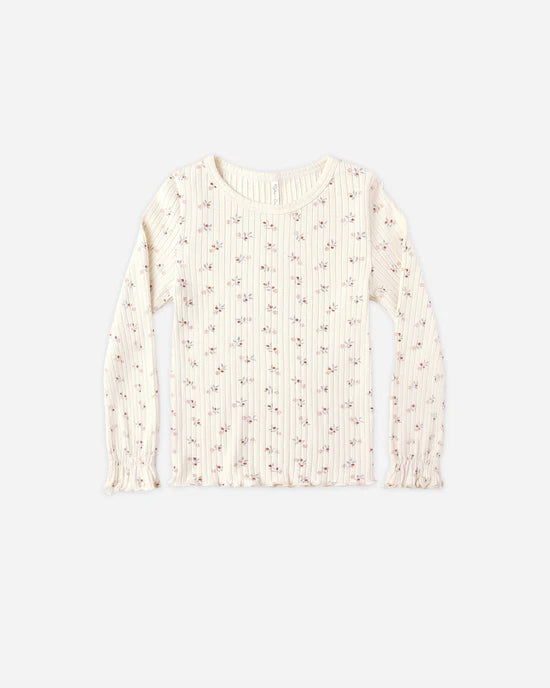 Rylee + Cru - Ribbed Long Sleeve Top - Natural Ditsy