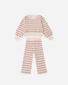 Rylee + Cru - Jacquard Knit Set - Ruby Hearts